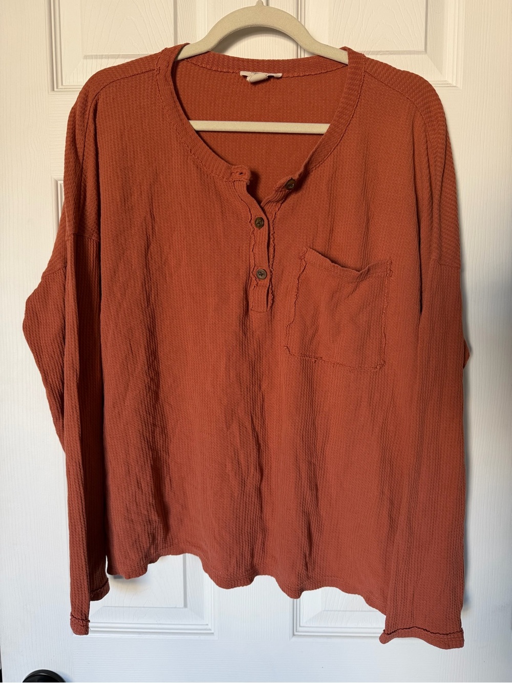Madewell Waffle Knit Henley Top - Large